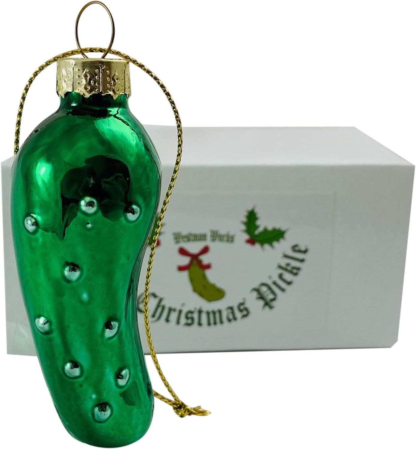 Christmas Pickle Ornament German Tradition Blown Glass Tree Decoration Gift Box