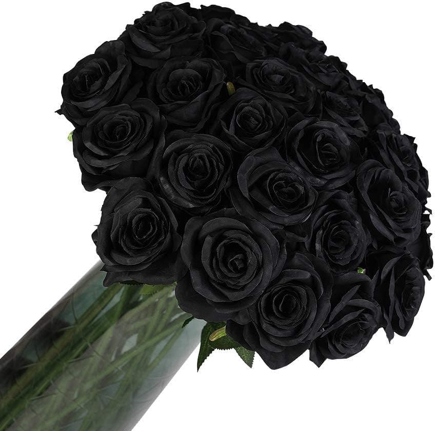 12 PCS Artificial Black Halloween Flowers