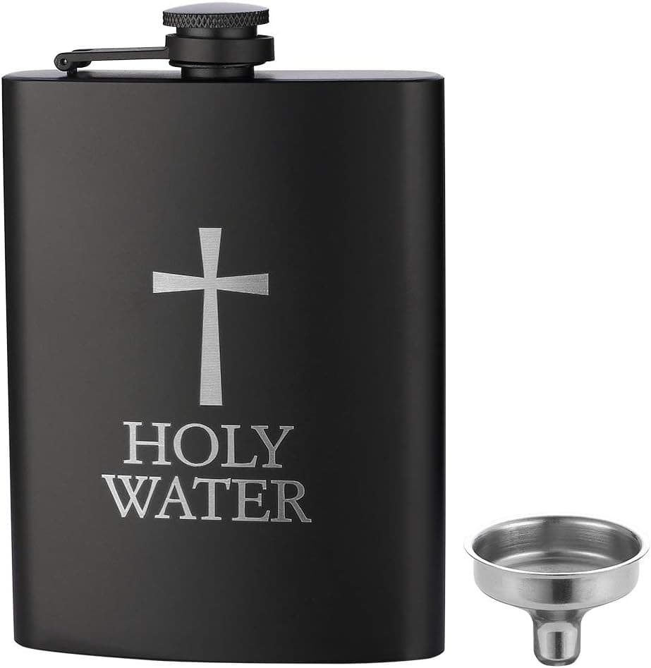 Stainless Steel Black Hip Flask for Liquor with Funnel