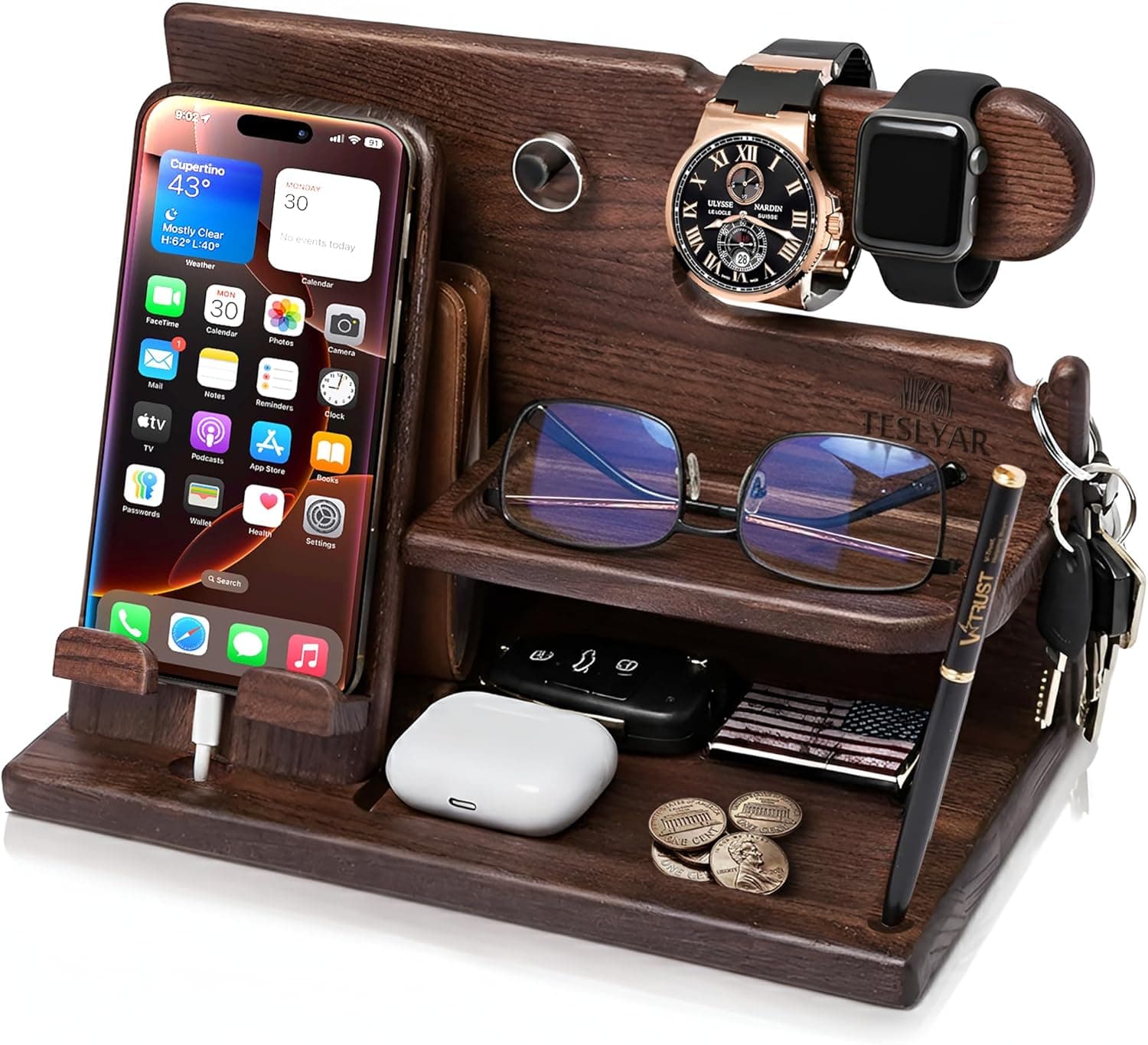 Wood Docking Station and Desk Organizer for Men - Image 1