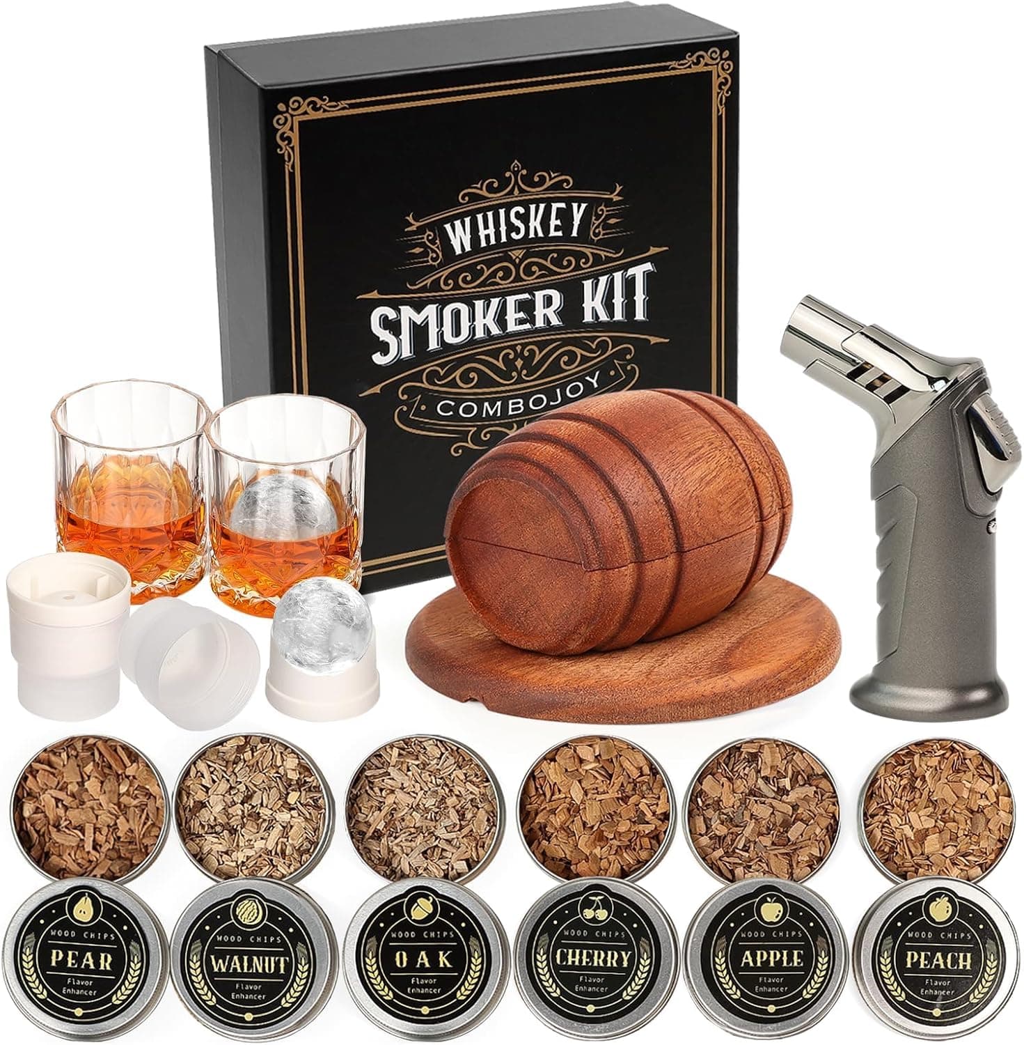 Whiskey Cocktail Smoker Kit with Glasses