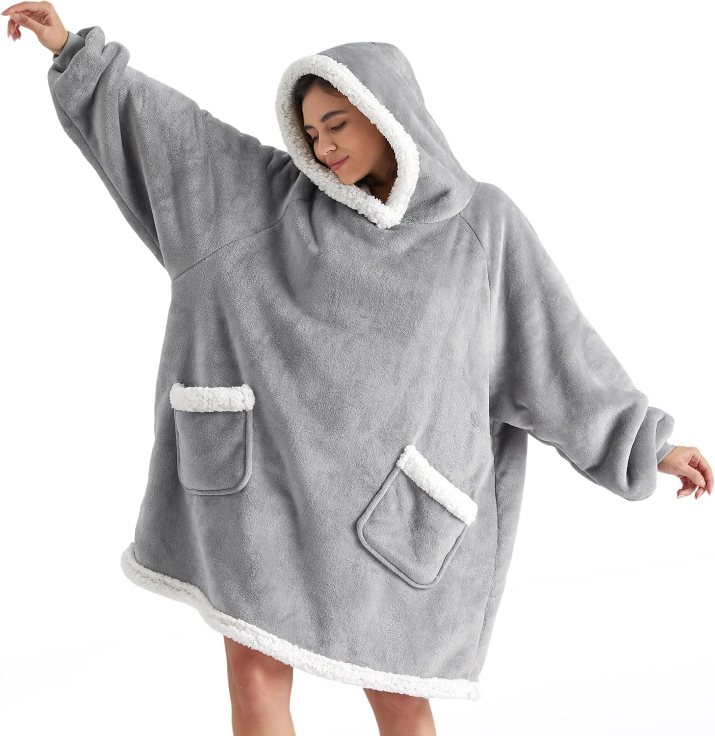 Sherpa Hoodie Wearable Blanket - Image 1