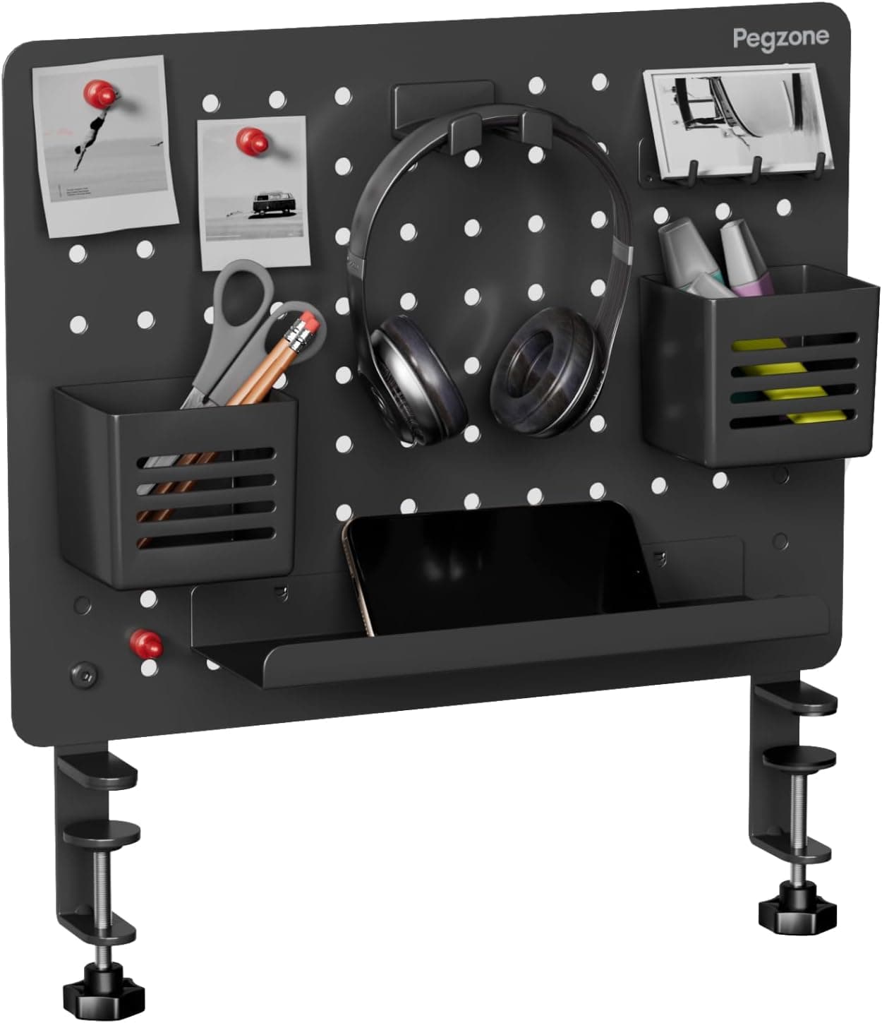 Clamp-On Magnetic Desk Pegboard Organizer - Image 1