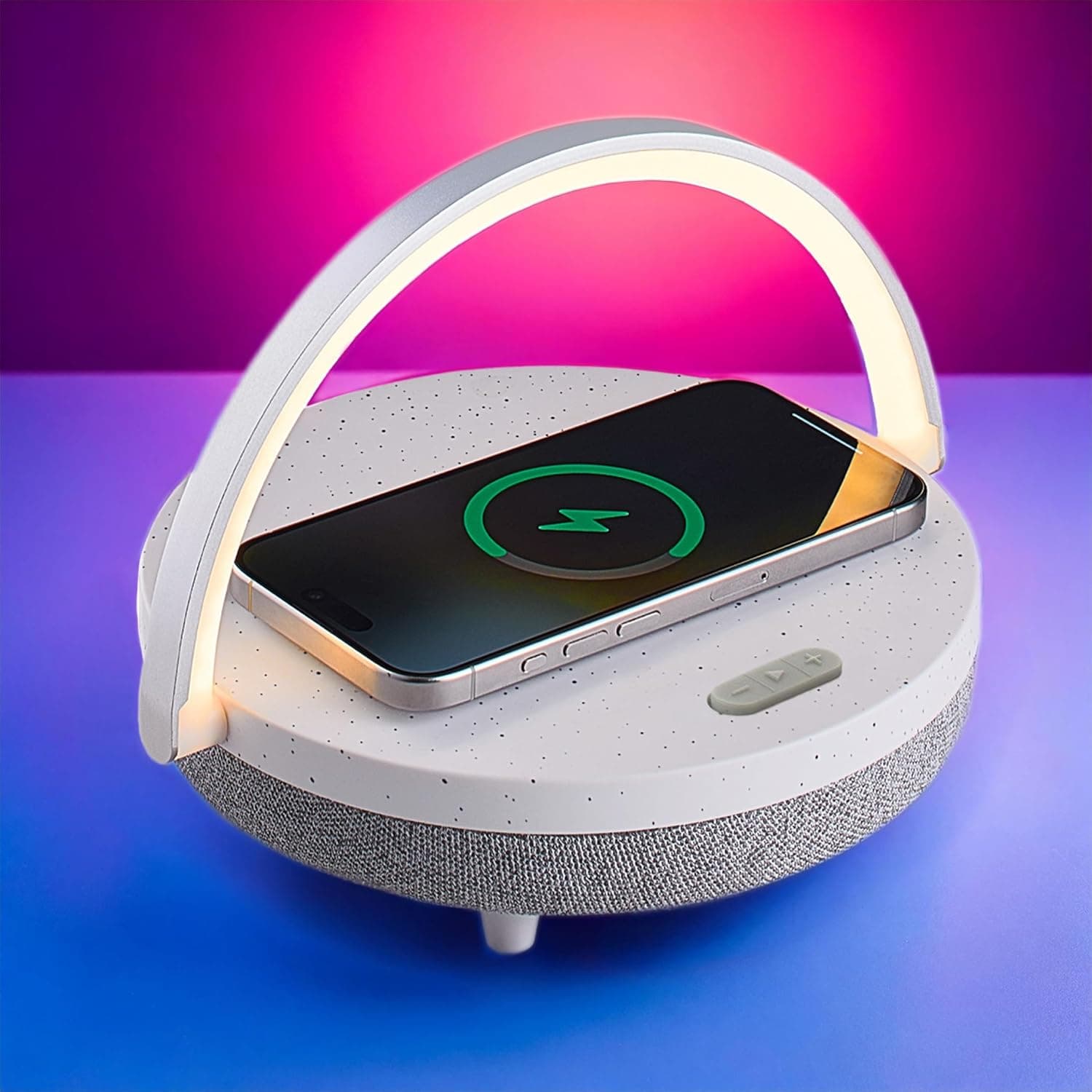 6-in-1 Bedside Lamp with Speaker & Charger