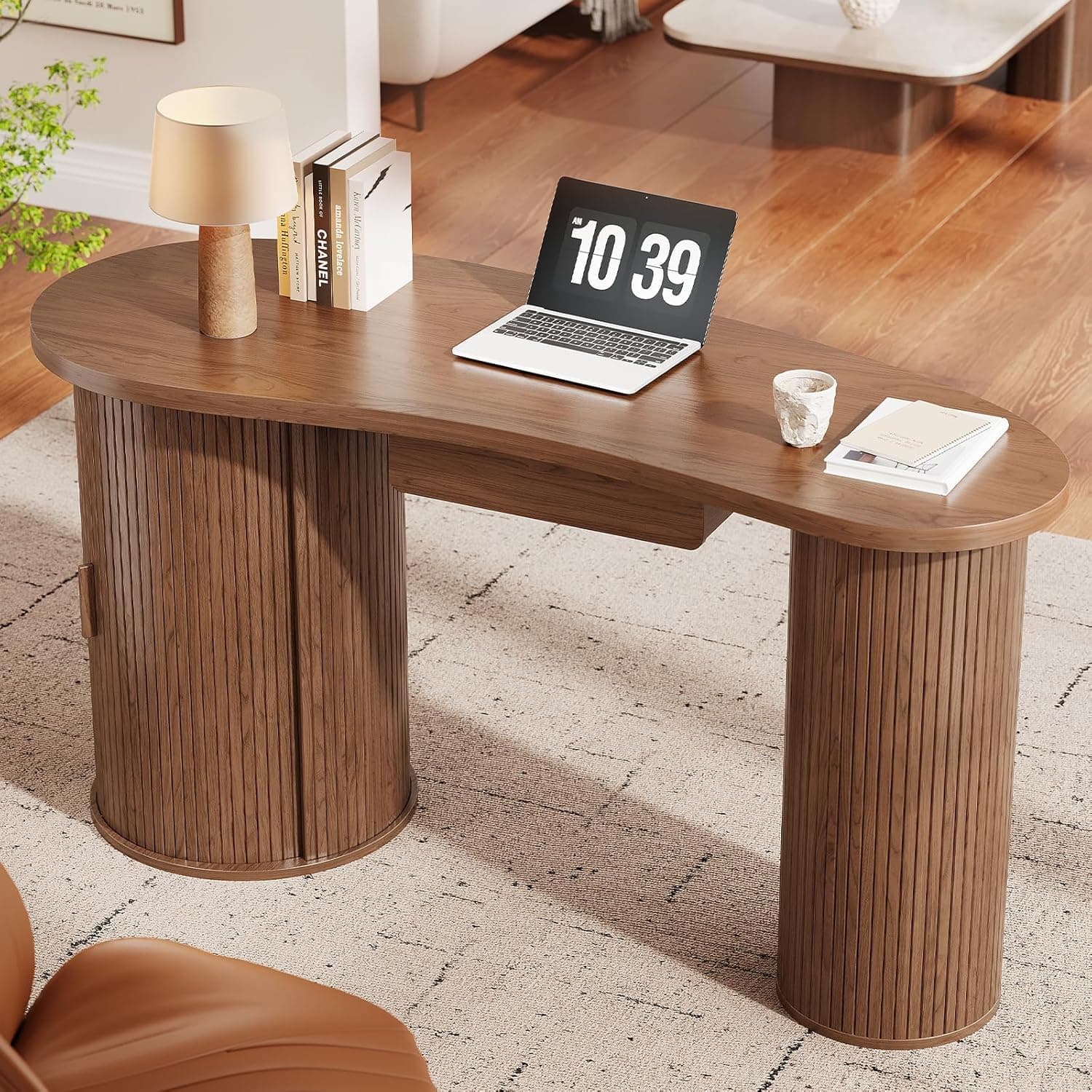 Mid-Century Bean-Shaped Desk with Storage - Image 1