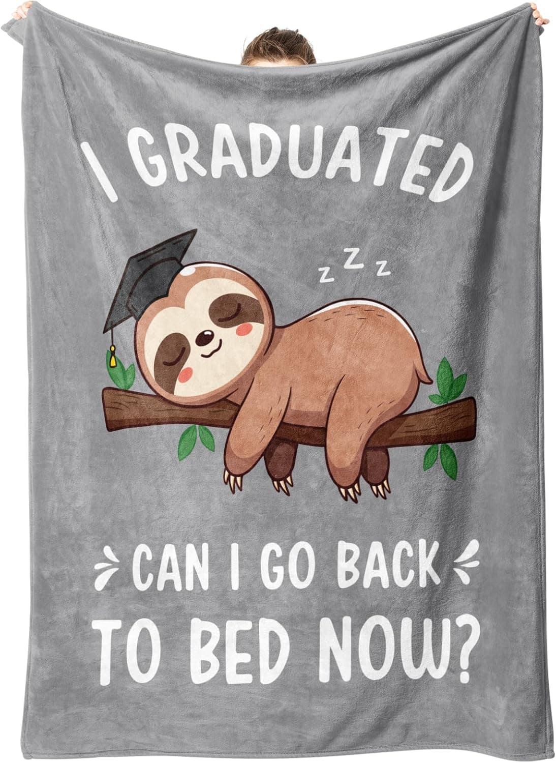 Funny "Go Back to Bed" Graduation Sloth Blanket