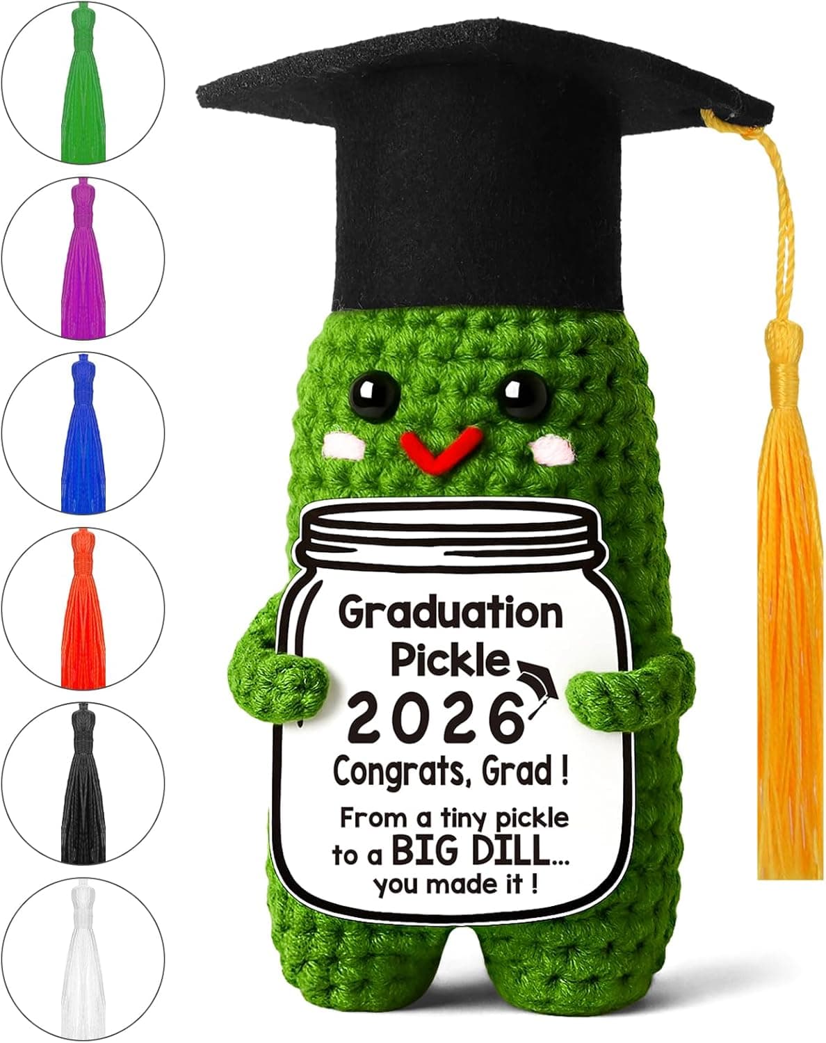 Handmade Crochet Graduation Pickle Gift - Image 1