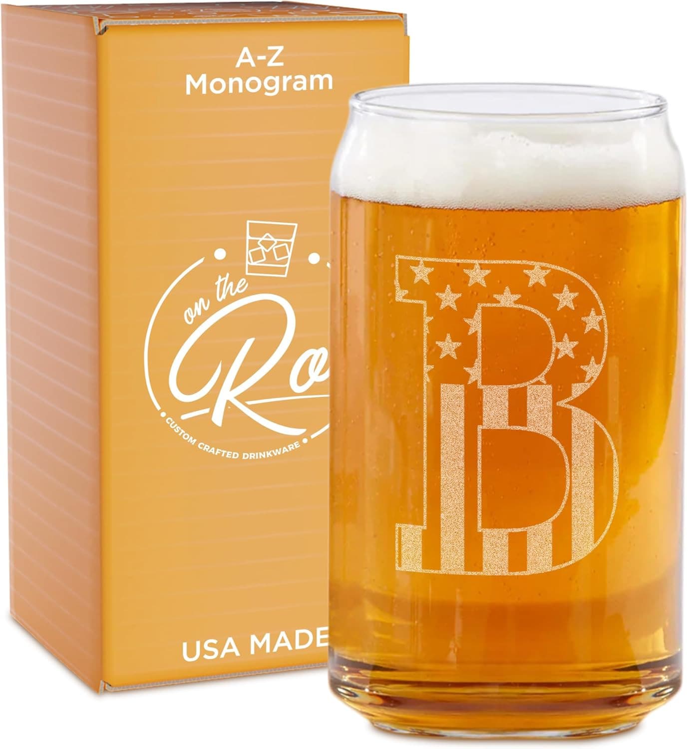 A-Z Monogram Beer Glasses for Men 16 oz - Image 1