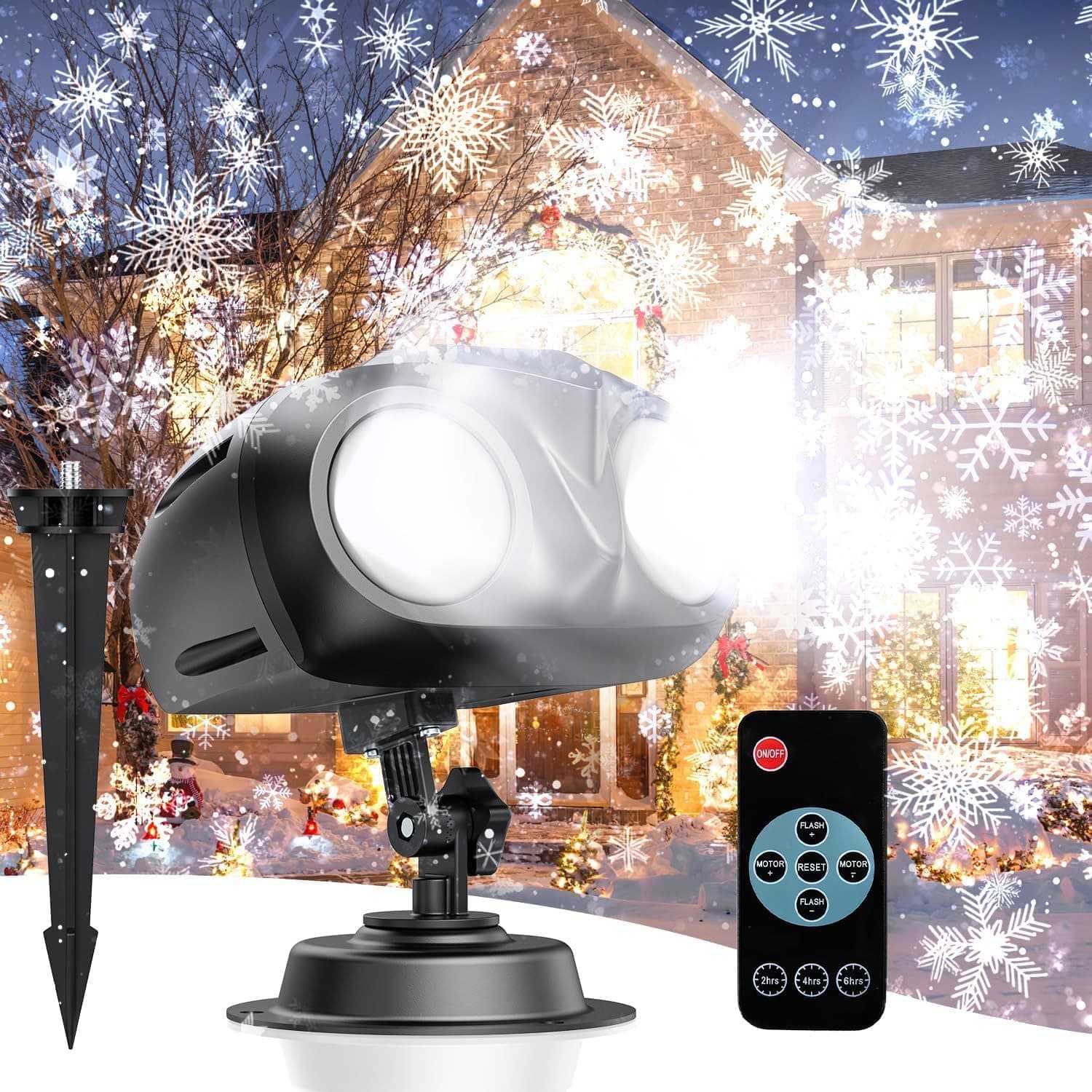 Double Head Outdoor Christmas Snowflake Projector
