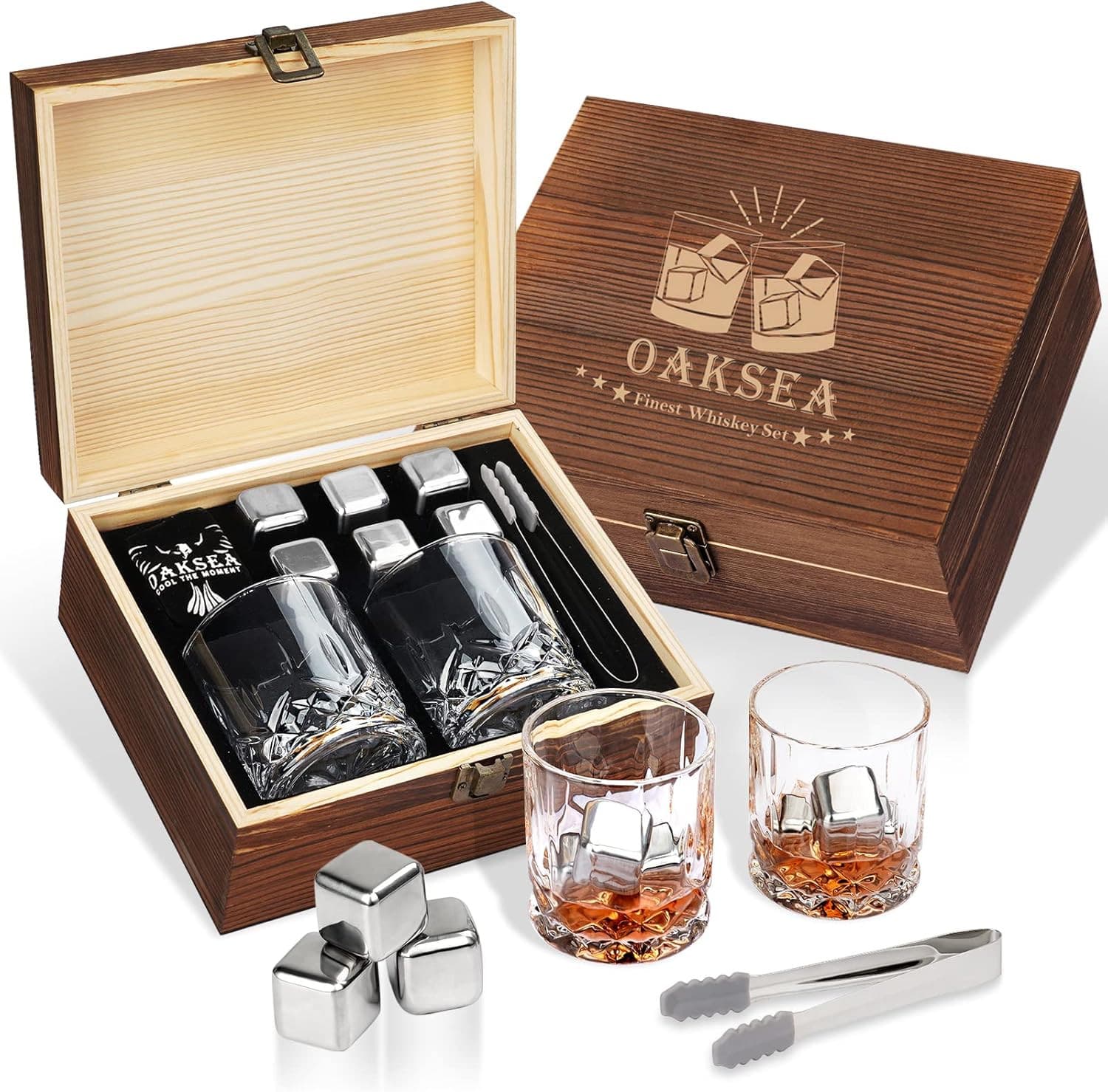 Stainless Steel Whiskey Glasses and Whiskey Stones Set - Image 1